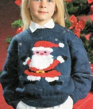 #294 Boys & Girls Charted Santa DK Sweater 22-30"  Vintage Knitting Pattern