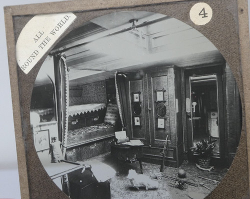 Magic lantern glass slide ship - lantern,
