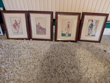 Vintage French Parisian Fashion Prints — Set of 4 — Framed — Gallery Wall Decor