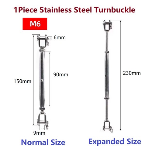 Wire rope turnbuckle - rope, stainless