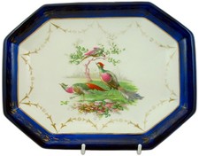 Wedgewood Imperial Porcelai England Blue Edge Pheasants Porcelain Plate/Tray Ant