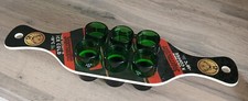 6 Jagermeister Embossed Green Shot Glasses & Wooden Shot Paddle Board Set 2020