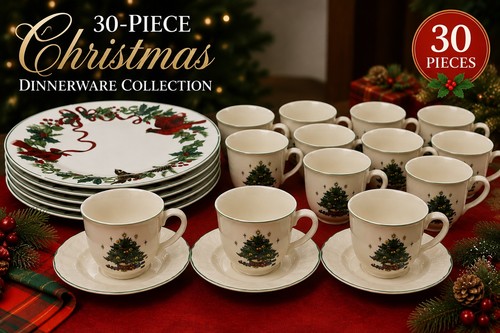 Christmas dinnerware lot - 30,