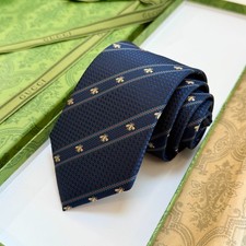 GUCCI Tie Blue silk Width_8CM