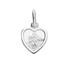 St Christopher Plain Heart Pendant Sterling Silver 925 Charm