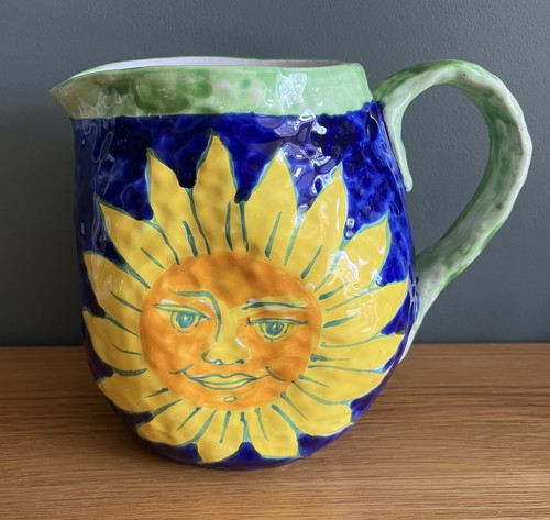 Vintage large pottery jug sun - large,