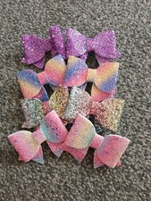 Joblot - 8 small glitter fabric hair clips Brand new
