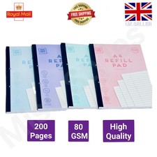 200 PAGES A4 REFILL PAD QUALITY PAPER LINED WIDE RULED MARGIN NOTES BOOK 80GSM