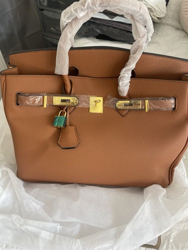 Brown leather with gold - with,