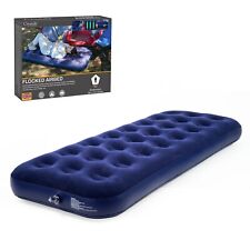 Single Flocked Airbed Inflatable Camping Mattress Blow Pump Up Air Bed Camping