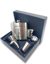 Personalised Hip flask Engraved Any Logo Any Text 6oz Metal Hipflask Gift Set