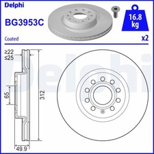 x2 Brake Disc BG3953C Fits