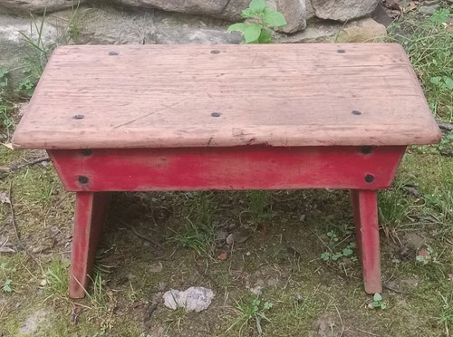 Antique primitive wooden stool - antique,