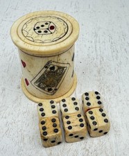Miniature Bone Dice Cup 6 Dice