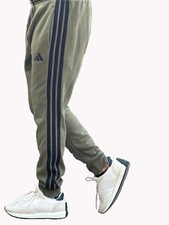 MEN'S ADIDAS ESSENTIALS TAPERED CUFF 3-STRIPES JOGGERS OLIVE PRICE £23