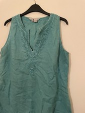 ZARA Blue 100% Linen Beaded