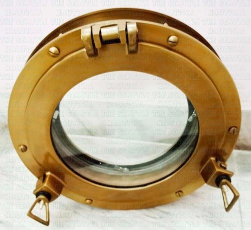 Antique brass window - antique, 12"