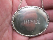 Vintage Silver Decanter Label Of Military / War Interest Commander Soren Ringi