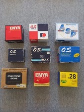 Set of 9 glow engines BOX ONLY  O.S MVVS SAITO ASP ENYA nitro R/C engine boxes