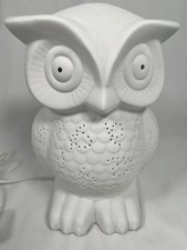 Owl Lamp White Ceramic