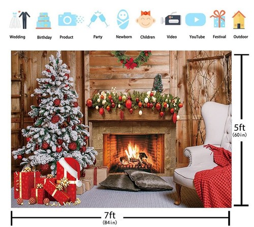 Christmas fireplace backdrop - christmas,