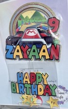 Personalised Super Mario Kart Birthday Cake Topper/ Name and Age