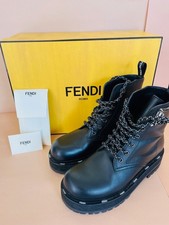 Fendi Calfskin FFreedom Platform Black Leather Biker Boots. Size IT36/UK3