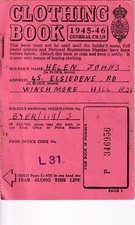 ORIGINAL  WW2 Clothing Ration Book,  1944-45 still has coupons. 