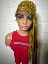 Gold Color Pineapple Style Full Lace Braided Wig For Women Half Face Braid Wig