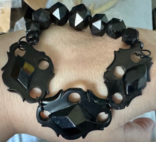 Victorian whitby jet bracelet - jet,