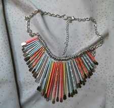 Colourful Silver Tone Statement StarBurst Bib Necklace. No Reserve.