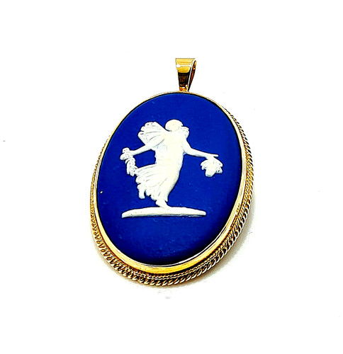 9ct yellow gold wedgwood - gold, blue