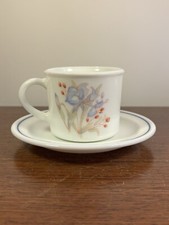 Vintage 1980s Pyrex Blue Iris Cup & Saucer Set