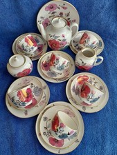 Vintage Lomonosov USSR Rose Branch Porcelain Tea Set Teapot Cups Saucers LFZ