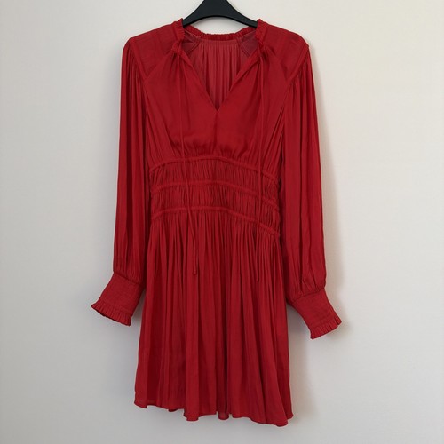 Maje red satin waisted mini - satin,