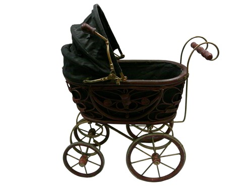 Vintage baby doll pram with - doll,