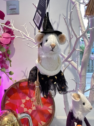 Felt witch mouse with broom - witch,