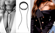 BLACK FAUX SUEDE LARIAT