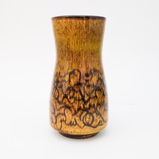 Large AEGEAN POOLE POTTERY Vase Orange Yellow Drip Glaze Retro 9.5" 24cm