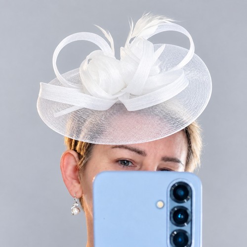 White fascinator hat ladies - fascinator,