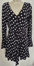 River Island Black And White Long Sleeved Playsuit Size 12