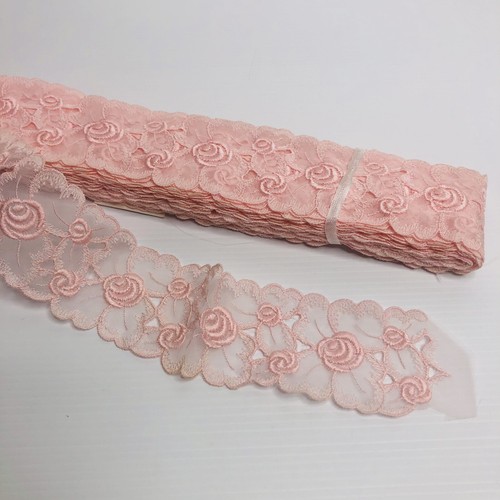 Vintage swiss lace trim pink - lace,