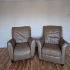 Natuzzi Brown Leather Chairs