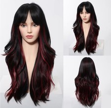 Long Wavy Wig in Black And Red