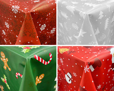 Christmas Patterned Oilcloth, Tablecloth, Santa, Snowflake,  PVC Material