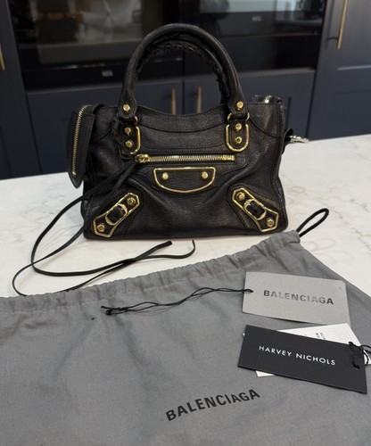 Balenciaga black leather mini - black,