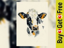 Expressive Cow Head Watercolor