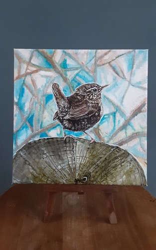 Painting original oil wren - oil,