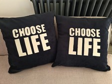 Fun Funky Retro CHOOSE LIFE 80s inspired Cushion by Dolly Fixtures. Free postage