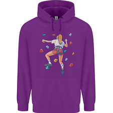 Female Rock Climber Climbing Wall Childrens Kids Hoodie